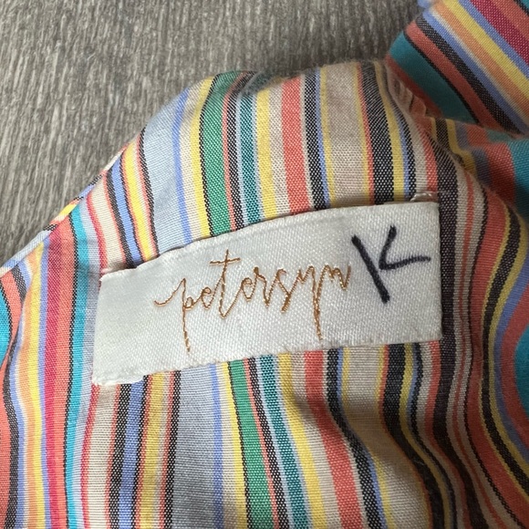 Petersyn Arabella Sunset Cold Shoulder Striped Cotton Avant Garde-esque Blouse M - Picture 12 of 14